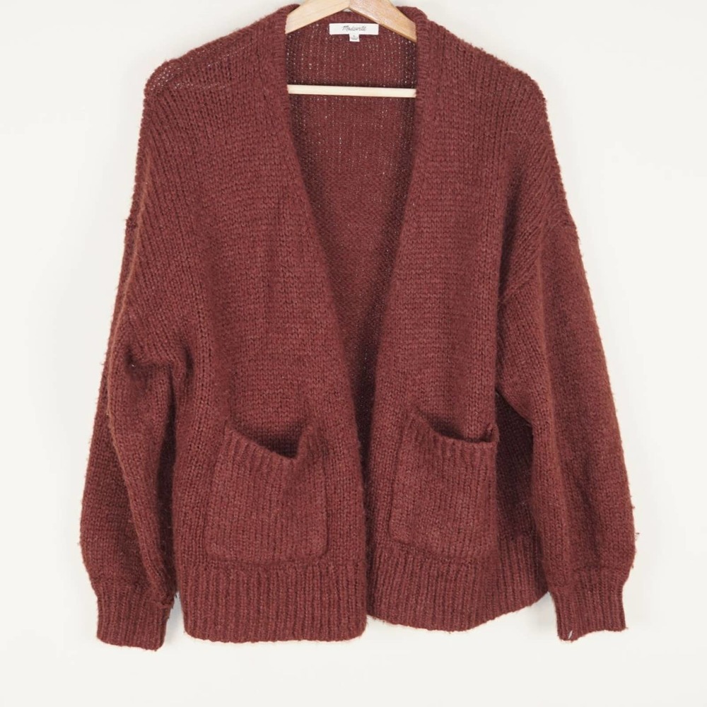 Madewell Chunky Open-Front Cardigan in Deep Rust